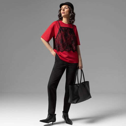 Футболка со съемным топом Модный тандем (красный 2 в 1) - Charutti фото 4