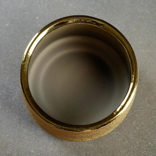 Фигурное кашпо для цветов «Золотое», 1.3 л, 14.5×14.5×10 см, керамика, золотистое