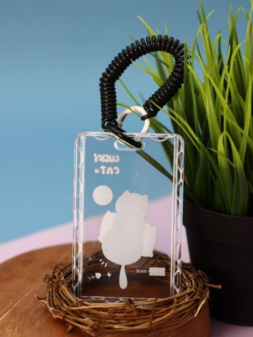 Футляр для карт с брелоком ПО ПЛАНУ. "Сat toys", transparent