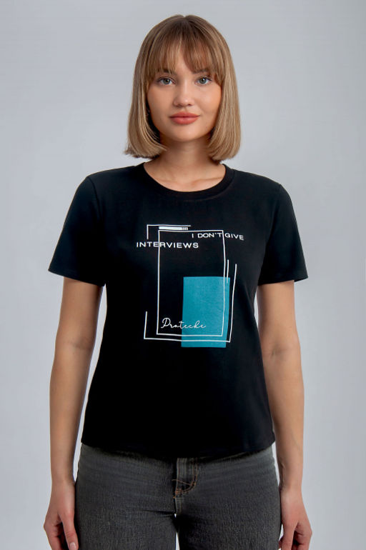 Арт. 3747 Футболка женская 42-50 (5 шт) Цвет:черный - Калинка фото 6