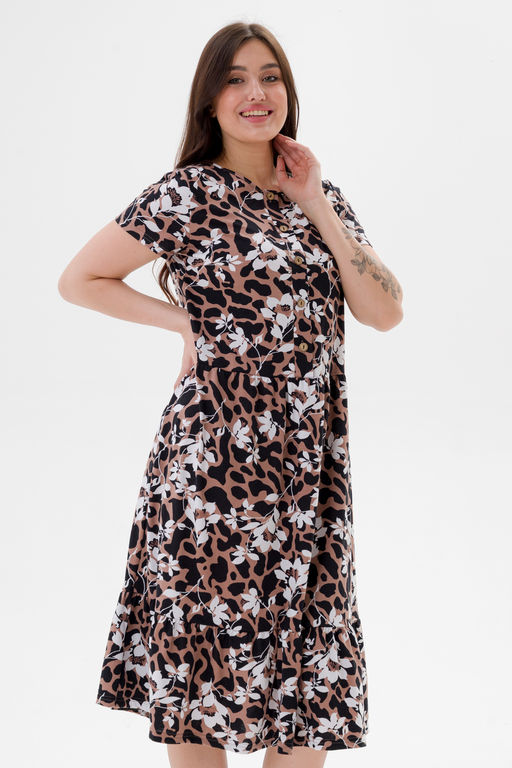 Платье женское из кулирки Кармелита 2 цветок кофе - Амадэль фото 10