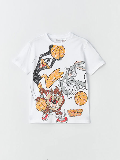 Bisiklet Yaka Looney Tunes Bask?l? K?sa Kollu Erkek ?ocuk Ti??rt