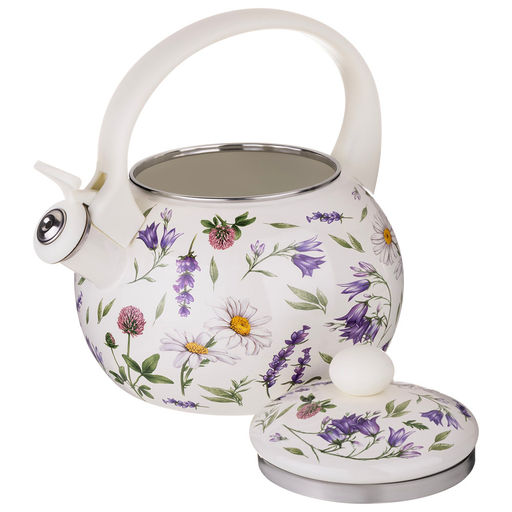 ЧАЙНИК AGNESS ЭМАЛИРОВАННЫЙ СО СВИСТКОМ СЕРИЯ FLOWER STORY, 2,2 Л  фото 5