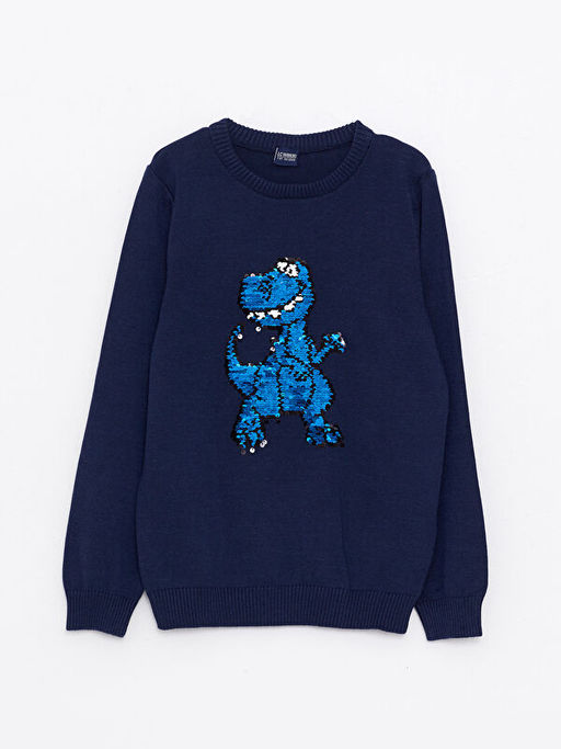 Bisiklet Yaka ?ift Y?nl? Payetli Uzun Kollu Erkek ?ocuk Triko Kazak - Waikiki фото 2