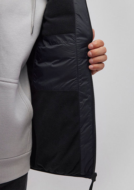 Kapusonlu Siyah Sisme Yelek - Mavi фото 6