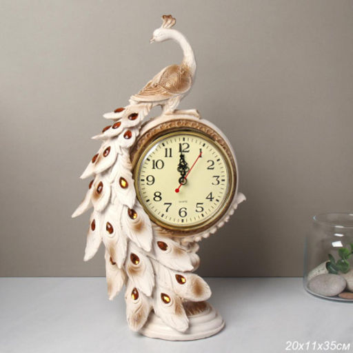 Часы статуэтка Павлин 35 см / 9024A /уп 16/белый - Галеонтрейд фото 3