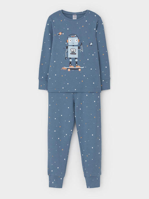 К 1621/синий джинс,звездочки пижама дет