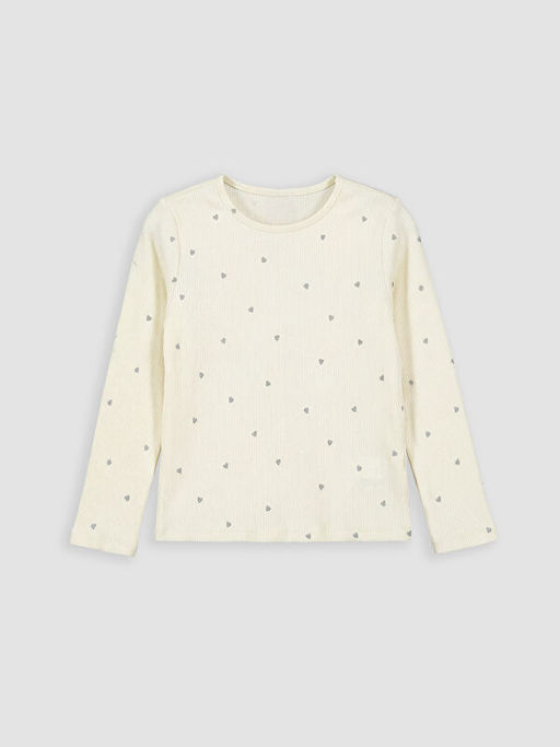 Bisiklet Yaka Kalp Bask?l? K?z ?ocuk Ti??rt