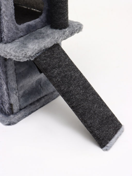 Домик для кошек с когтеточкой, квадратный, этажи 33 х 40 х 103 см, ковролин , серая