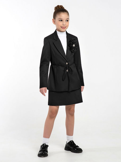 Черный школьный жакет для девочки Mooriposh, модель 0727 фото 7