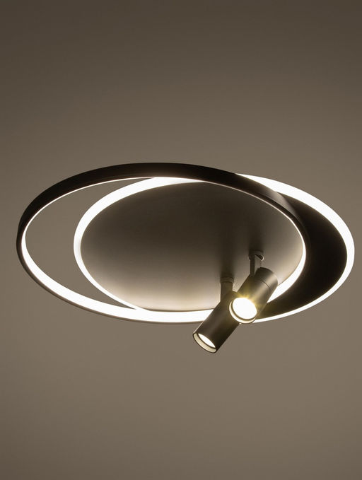 Люстра FL51393, пульт, LED, 3000-6400K, 65 Вт, 56×48×12 см, чёрная