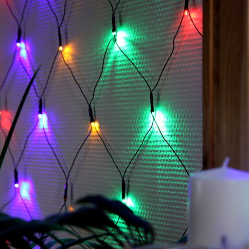 Гирлянда Сеть 1.6?1.6 м, IP20, тёмная нить, 144 LED, 8 режимов, 220 В, свечение мульти - Luazon lighting фото 3