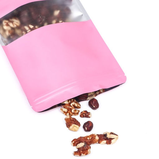 Цена за 100 шт. Пакет дой-пак, матовый, розовый с окном, 14×20×4 см