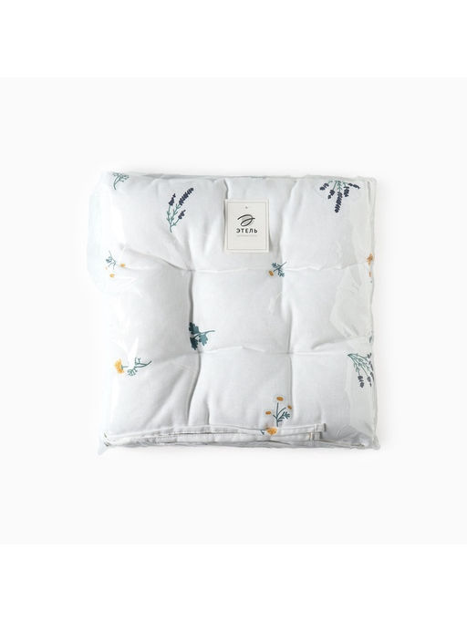 Подушка на стул Этель. Полевые цветочки, 42?42?7 см, белая
