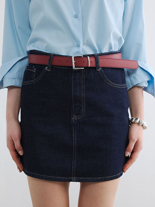 Beli Kemerli Mini Jean Etek