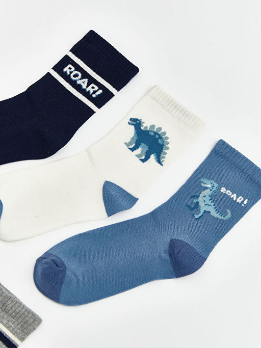 Dinozor Desenli Erkek ?ocuk Soket ?orap 5li