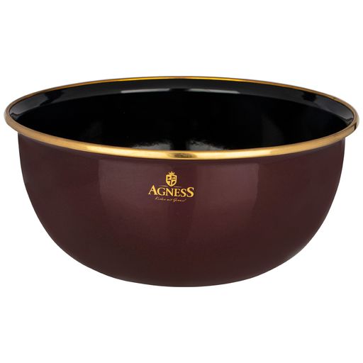 МИСКА AGNESS ЭМАЛИРОВАННАЯ С ПЛАСТИКОВОЙ КРЫШКОЙ, СЕРИЯ ТЮДОР, 24 Х 10,5 СМ/ 2,8Л  фото 3