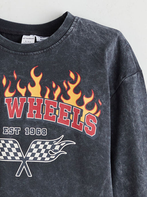 Bisiklet Yaka Hot Wheels Bask?l? Erkek ?ocuk Ti??rt