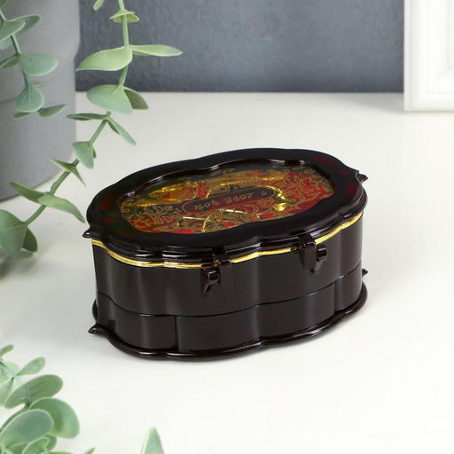 Шкатулка музыкальная Овал с ящиками, пластик, 8?11.5 см