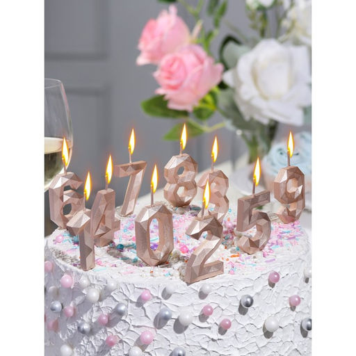 Свеча в торт на шпажке Многогранник, цифра 5, 7 см, шампань - Simaland фото 5