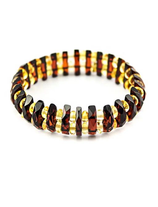 Браслет из янтаря Мандарин. Алмазная грань контрастный - Амберхолл фото 4
