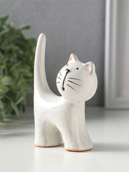 Сувенир керамика "Поющий серый кот" 7,6х3,6х10,6 см