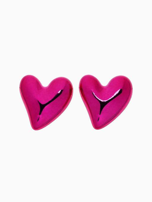 Серьги металл «Сердце» с изгибом, цвет розовый