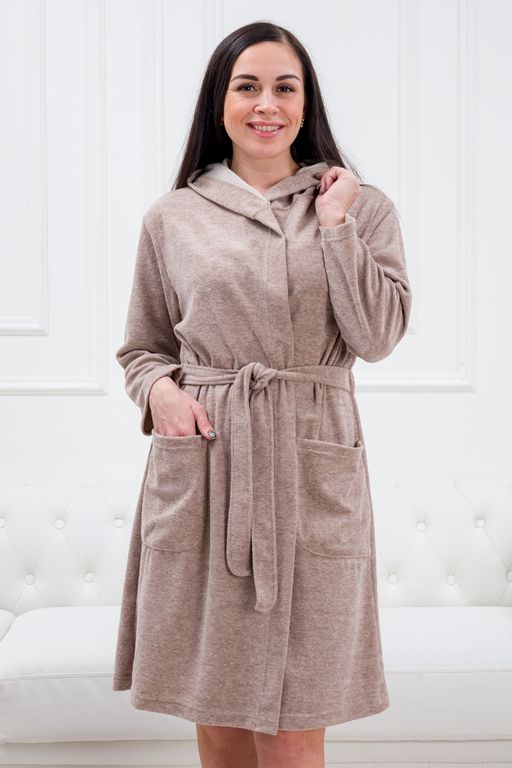 Халат женский из махры Нежность какао с молоком - Амадэль фото 2