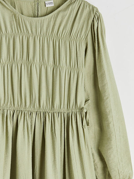 Bisiklet Yaka B?zg?l? K?z ?ocuk Elbise