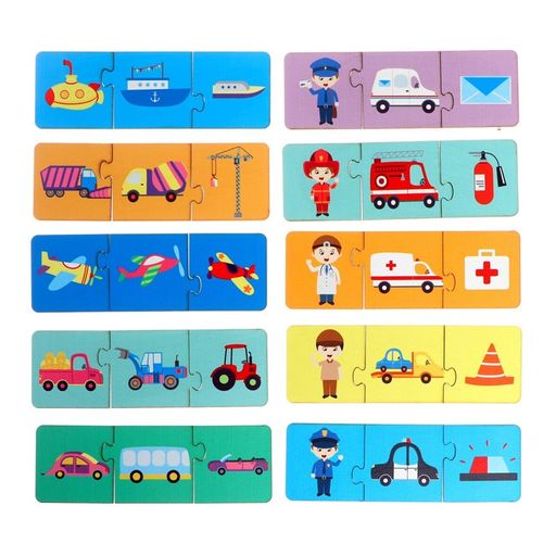 Игровой и обучающий набор Всё, что едет и летит, умные пазлы-цепочки + картонная книга - Лесная мастерская фото 8