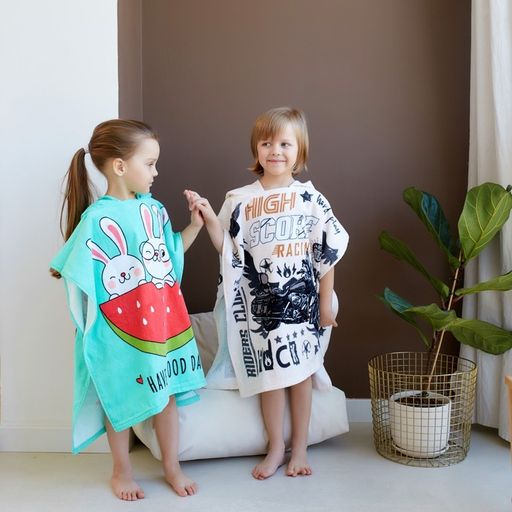 Полотенце-пончо детское махровое Крошка Я Зайчики 60х120см, 100% хлопок, 300гр/м2  фото 18