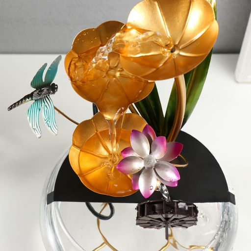 Фонтан настольный «Стрекоза в цветах», от сети, 21×21×34 см