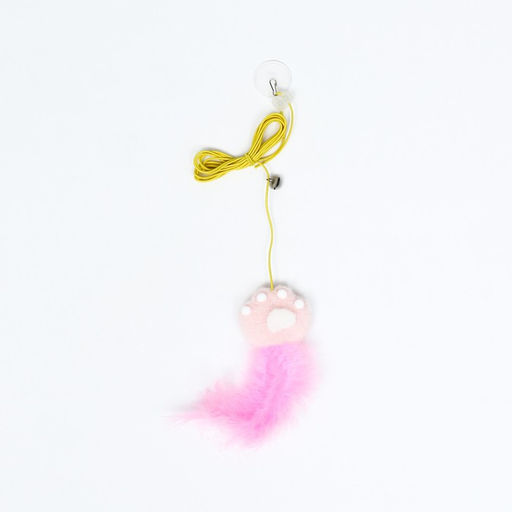 Дразнилка для кошек на креплении с бубенчиком Лапка с пером, микс цветов - Пижон фото 2