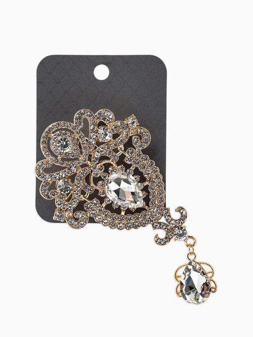 Брошь «Императрица», вензеля, цвет белый в золоте