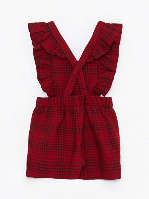 U Yaka Ekose Desenli K?z Bebek Salopet Elbise ve K?lotlu ?orap 2li - Waikiki фото 2