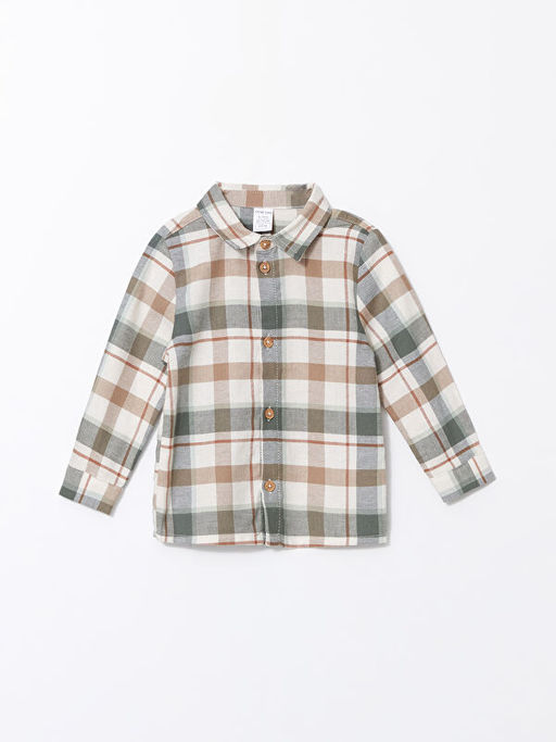 Uzun Kollu Erkek Bebek Ekose G?mlek ve Pantolon 2li Tak?m