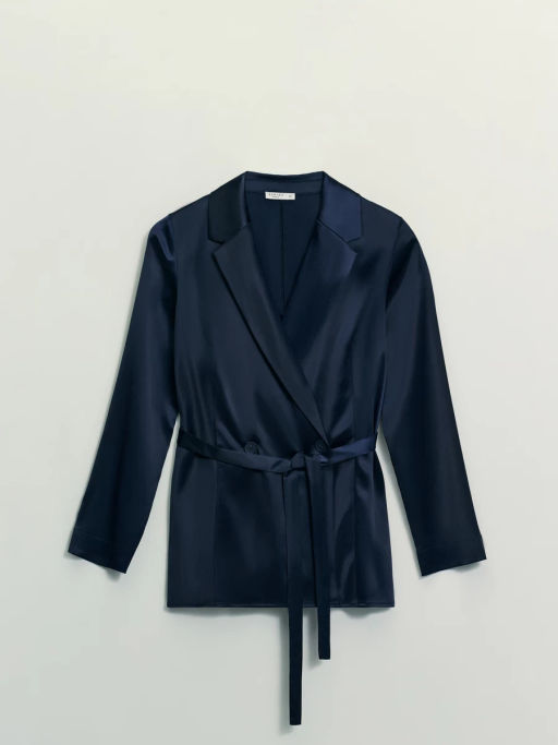 Атласная блузка с отложным воротником и поясом / Zarina