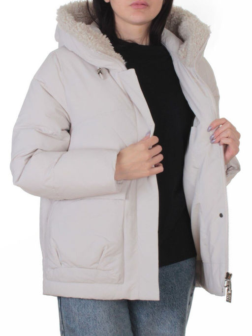 8809 LT. BEIGE Куртка зимняя женская (150 гр. холлофайбер)