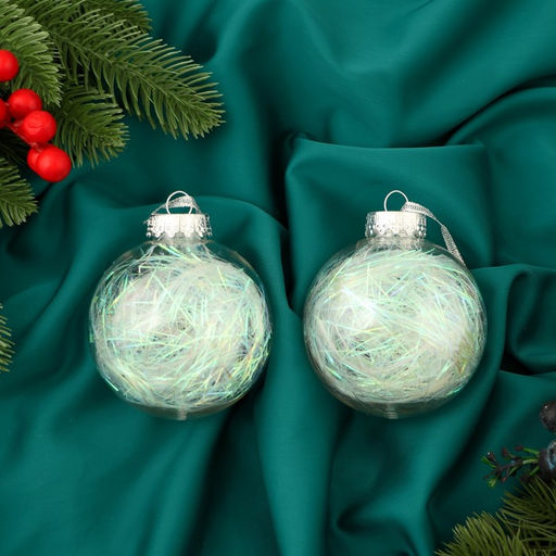 Ёлочные игрушки Сияние, шары новогодние, d=8 см, набор 2 шт., перламутр - Зимнее волшебство фото 3