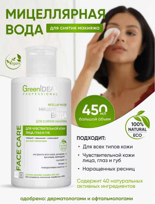 Мицеллярная вода для снятия макияжа - Greenideal фото 3