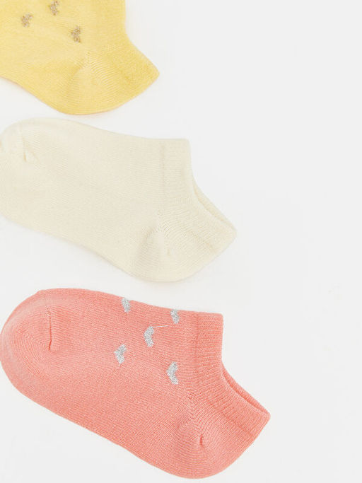 Kalp Bask?l? K?z Bebek Patik ?orap 3l?