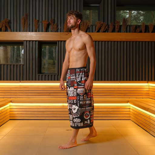 Полотенце для бани «Похвала» мужской килт 80×150 см, 100 % хл, вафельное полотно