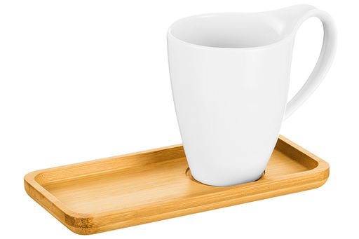 Чашка 400 мл 13,5*9*11,5 см Айсберг с бамбуковым блюдцем для десерта 21*10,5*1,5 см - Elan gallery фото 14