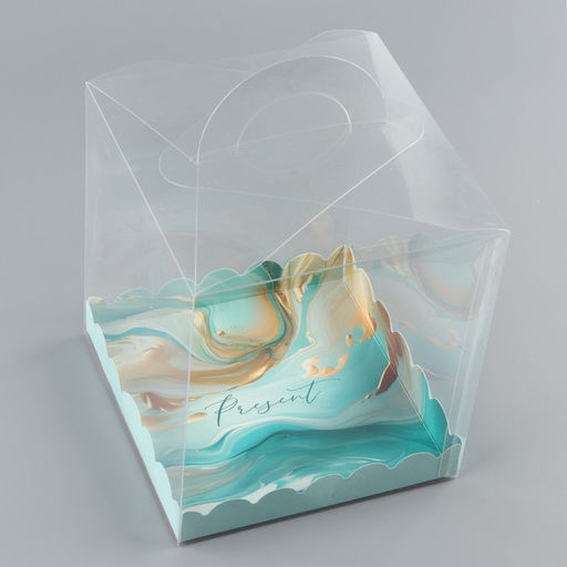 Цена за 5 шт. Коробка кондитерская, сундук, упаковка, «Бирюза», 16×16×18 см