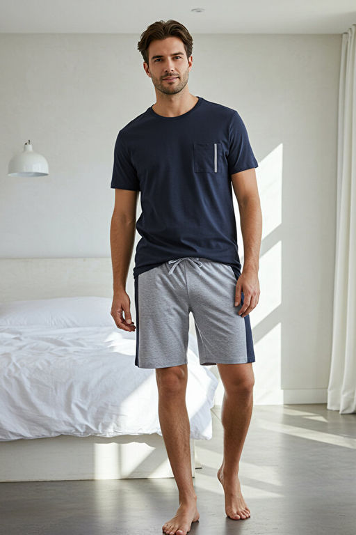 Lacivert Regular Fit Panalli _rme _ortlu Pijama Tak_m_ TMNSS25PT00035
