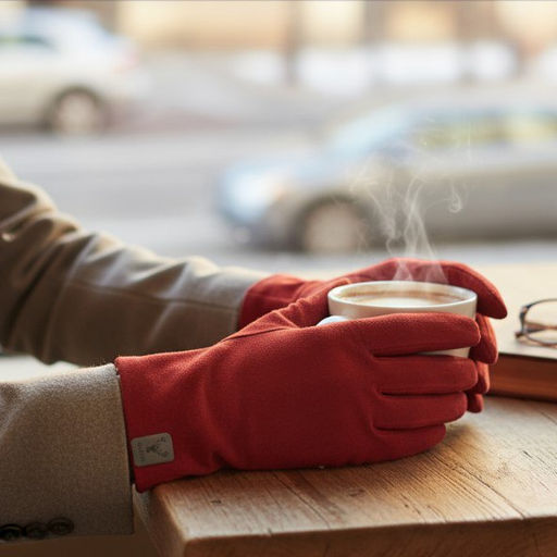 Перчатки осенние из мягкого трикотажа, цвет красный - Greta фото 2