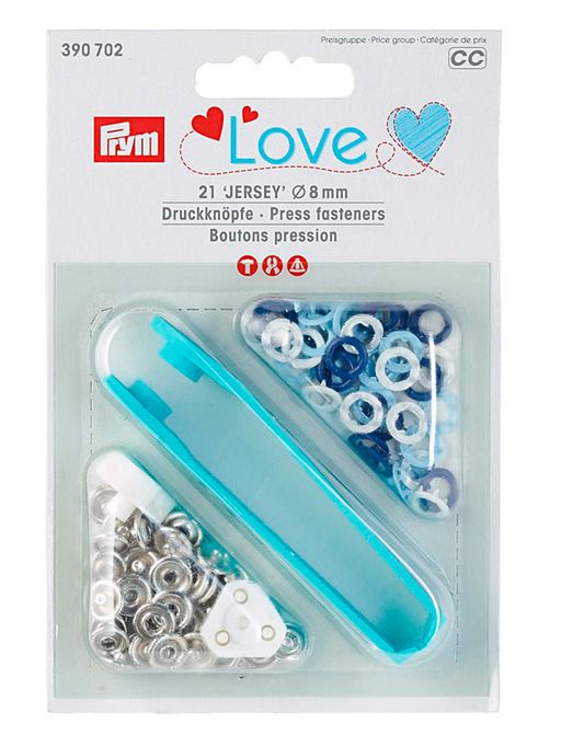 Кнопка PRYM 390702 PL Джерси латунь d 8 мм 21 шт. синий/голубой/белый