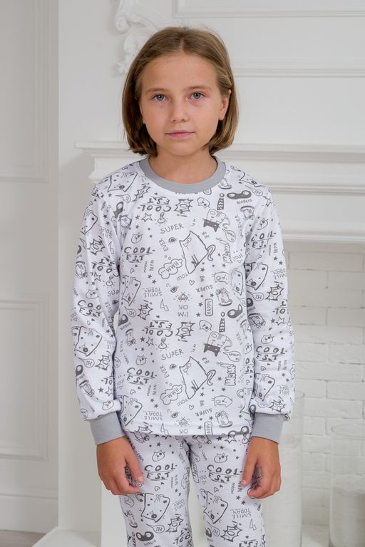 Пижама детская из интерлока Потешка котик серый - Амадэль фото 6