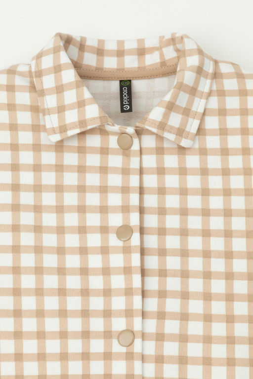 КР 302559/бежевая клетка на сахаре к567 рубашка для дев - Crockid фото 2