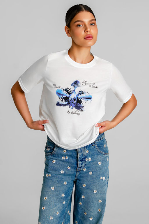 Арт. 31167 Футболка женская  44-52 (5 шт) Цвет:молочный